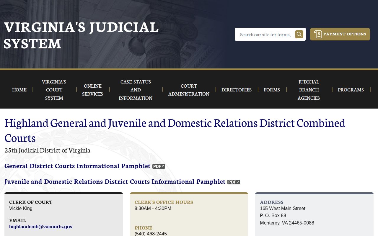 Highland County court booking-record disposition information