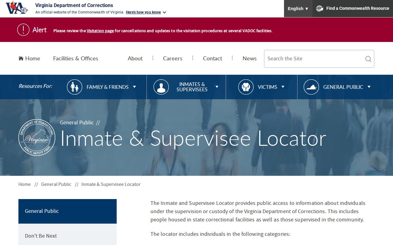 Virginia Department of Corrections Highland County state-custody record locator